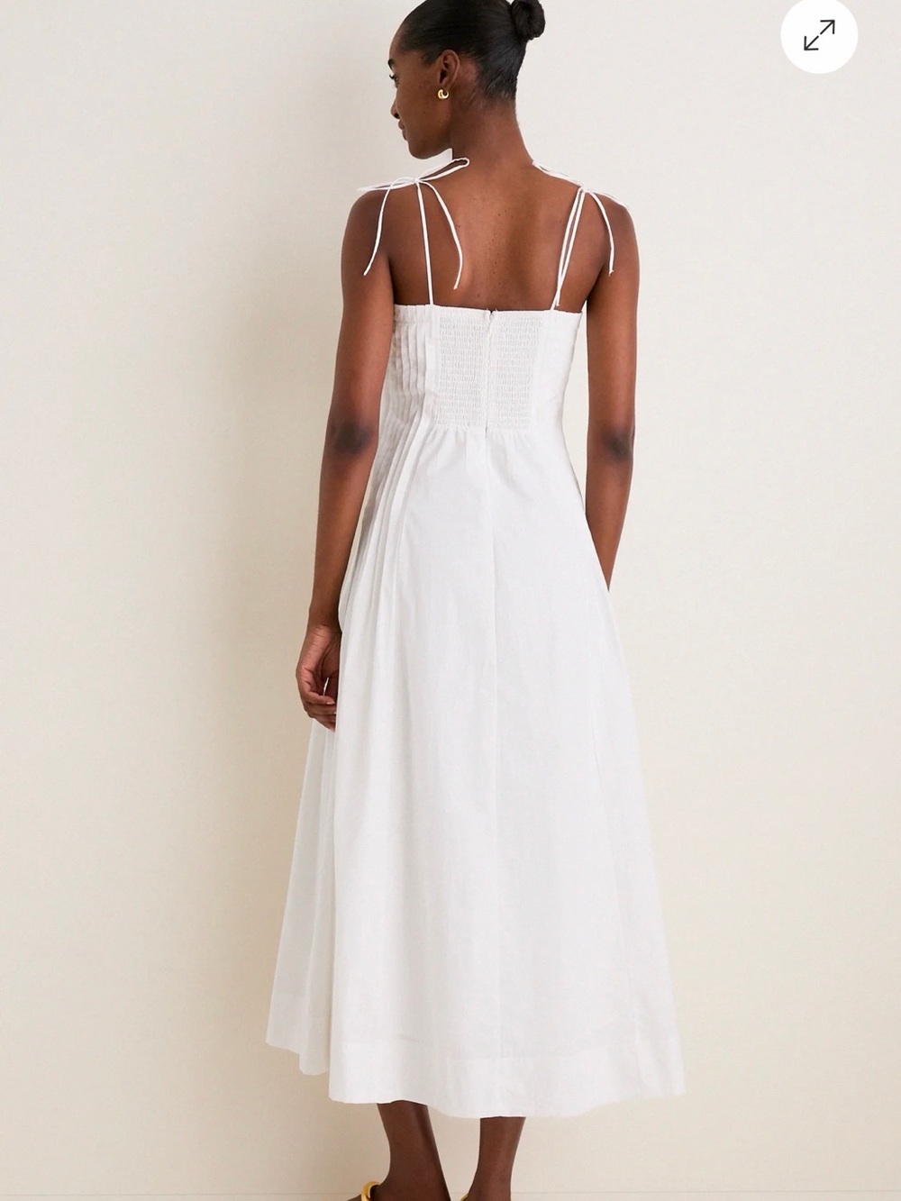Tuckernuck Off White Pleated Front Detail Midi Dress - Picture 3 of 3
